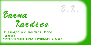 barna kardics business card